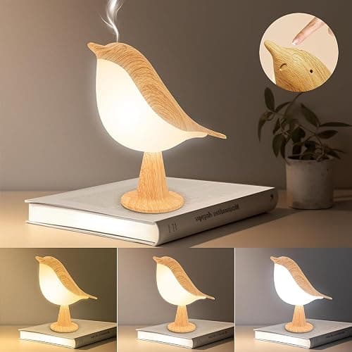 Deogos 2 Cute Bird Table Lamps Combo,Rechargeable Cordless Lamp with 3 Color Temperature and Adjustable Brightness,Small Desk Lights for Bedroom Nightstand Bedside Table - Wood Tone thumbnail 8