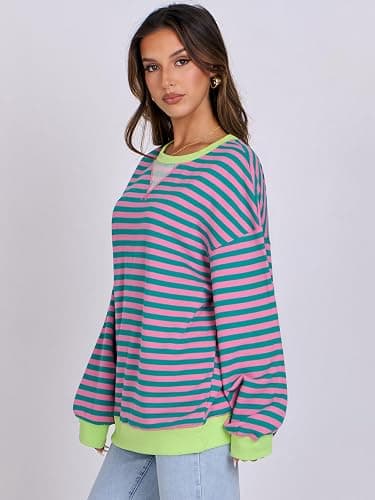ANRABESS Women Striped Sweatshirts Oversized Crewneck Long Sleeve Shirts Y2K Pullover Top 2025 Fall Outfits Fashion Clothes thumbnail 8