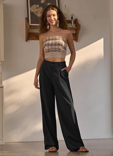 AVICHIC Women's Linen Pants Wide Leg Dressy Casual Beach Linen Pants Summer with Pockets 29" 31" thumbnail 3