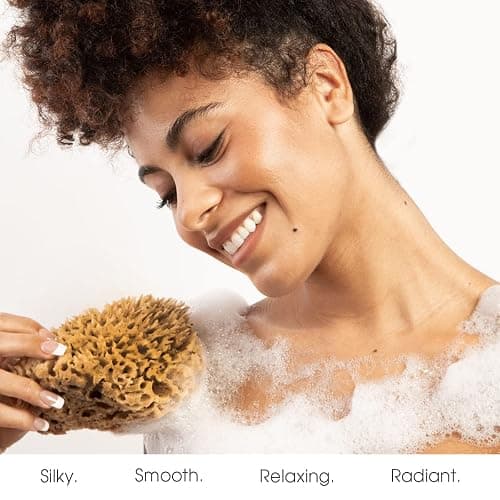 Naroa Soft Natural Sea Sponge | Gentle Loofah for Bathing Smooth Skin | Unbleached Shower Body Scrubber Puff | Bath & Spa (Medium) thumbnail 4