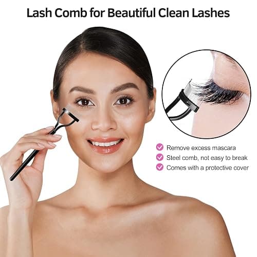 Eyelash Curlers Kit for Women w Lash Curler, Eyelash Comb Seperator, 3 in1 Mascara Brushes, Eyelash Extension Tweezers, Foldable Eyebrow Brush and Comb, 10 Silicone Refills Pads for Natural Eyelashes - EC-02 Kit thumbnail 5