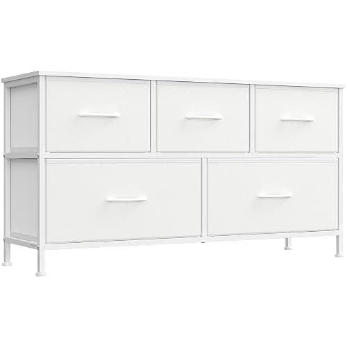 SONGMICS BELLAH Collection - Dresser for Bedroom, Chest of Drawers, Storage Organizer Unit, Closet, Entryway, Steel, 5 Drawers, Modern, Cloud White and Snow White ULGS322W01S - Image 1