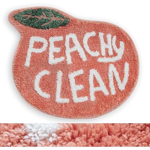 RORA Peach Bath Mat Peachy Clean Bath Mats for Bathroom Non Slip Coral Pink Bathroom Rugs Washable Bathtub Mat Toilet Rug(25.2"X20.5") - Image 1