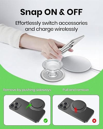 Solid Color Button Phone Grip – Minimalist Design, Durable and Lightweight, Grip and Stand for Smartphones (Baby Pink, Magnetic Type) thumbnail 7