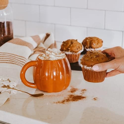 Sweet Water Decor Orange Pumpkin Coffee Mug - 19 oz Autumn Cup Dishwasher & Microwave Safe - Soothing Tea and Pumpkin Spice Latte - Ceramic thumbnail 5