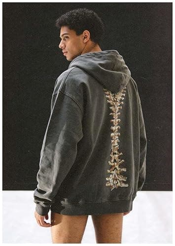MLAFE Gothic Hooded Sweater Retro Bone Print Hooded sweatshirt Y2K zip-up jacket Grunge Hooded Sweater Harajuku upper garment thumbnail 4