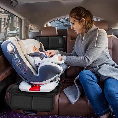 Meolsaek Car Seat Protector for Child Car Seat, Durable 600D Fabric Waterproof Car Seat Cover with Thick Pad Non-Slip Backing，No Imprints (Black 2pcs) thumbnail 7