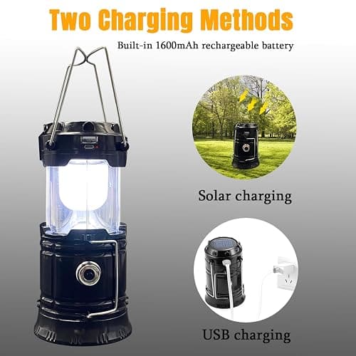 Collapsible Portable LED Camping Lantern XTAUTO Lightweight Waterproof Solar USB Rechargeable LED Flashlight Survival Kits for Indoor Outdoor Home Emergency Light Power Outages Hiking Hurricane 4-Pack thumbnail 5