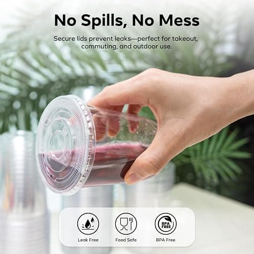 50PCS 16 oz Round Bottom Plastic Cups with Lids and Black Straws, Clear To Go Iced Coffee Smoothie Juice Cups, Disposable Cold Drink Bubble Tea Party Cups for Catering, Christmas, Birthdays, Takeout thumbnail 4