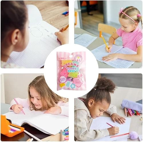 5PCS Cute Erasers - Colorful Gummy Bear Cabochons | Cartoon Bear Pencil Erasers | Animals | Interactive Eraser Pets | Stationery Supplies School Reward thumbnail 7