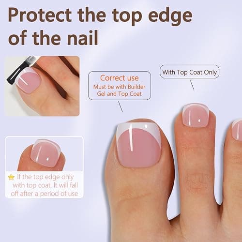 Misssix Press on Toenails Short, French Tip Toe Nails Square Pink | 150pcs Soft Gel Fake Toe Nail Tips Extensions for Women Nail Art DIY 15 Sizes thumbnail 2