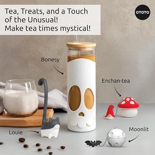 Cute Tea Strainers - Loose Leaf Tea Steeper, Tea Infuser for Loose Leaf Tea, Tea Diffusers, Tea Accessories, Mushroom Gifts, Cute Kitchen Accessories, White Elephant Gifts, (Moonlit, Spooky, Gothic) thumbnail 8