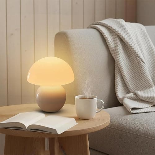 KARTOOSH Cordless Cute Mushroom Lamp with Remote Control, Cordless Lamps for Tables, 9 RGB, 3 Color Temperature, Stepless Dimmable, Timer, Memory, Unique Aesthetic Home Decor for Living Room (White) thumbnail 9