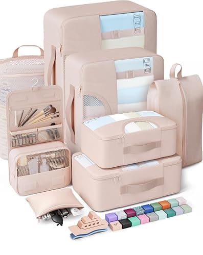 Veken 8 Set Packing Cubes, Cruise Ship Travel Essentials Accessories for Beach Vacation, Personalized Gifts for Women Mom Her, Suitcase Organizer Bags for Luggage with Hanging Toiletry Bag - Image 1