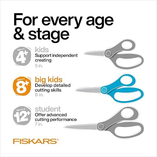 Fiskars 6" Big Kids Scissors for Kids Ages 8-11, Scissors for School or Crafting, Back to School Supplies, Color May Vary - Assorted Colors - Single Pack thumbnail 5