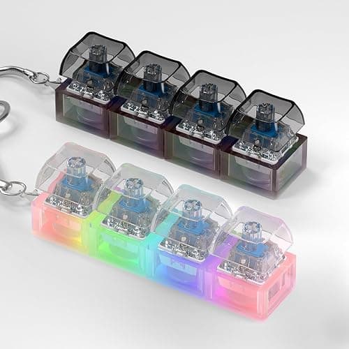 2 Pcs Keyboard Fidget Toy for Adults Fidget Keyboard Clicker Toys with LED Lights Keychain Stress Relief for Anxiety Decompression (Black and White) - Image 1