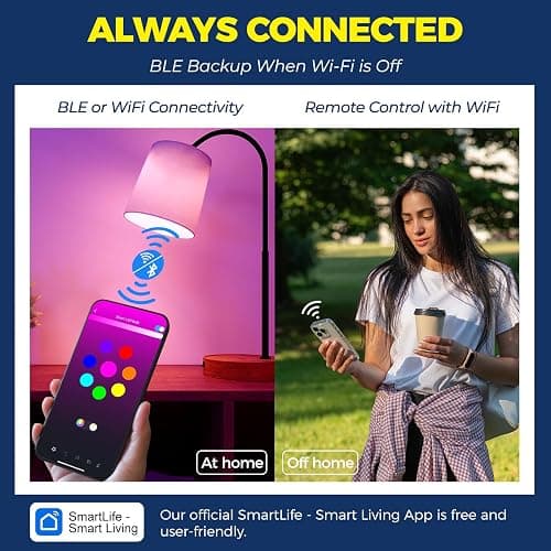 Lightinginside Smart Light Bulbs 6 Pack, Smart Bulb Works with Alexa/Google Home/SmartLife, CRI>90, RGBCW Color Changing Light Bulbs, 60W 2.4G WiFi & BLE A19 E26 LED Bulb, No Hub Required, ETL Listed thumbnail 2