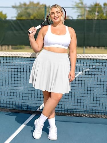Moon Wood Plus Size Knee Length Golf Skirts for Women 20" High Waisted Athletic Tennis Skorts for Travel Daily thumbnail 2