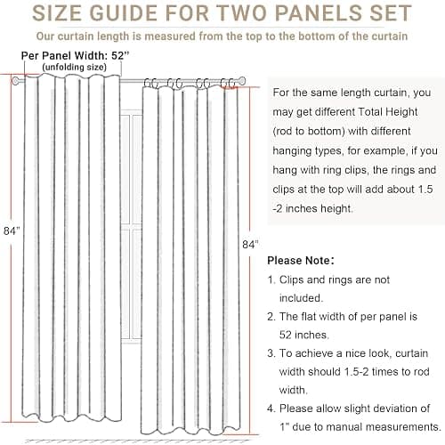 Cream Linen Blend Blackout Curtains 84 Inch Long 2 Panel Back Tab Thermal Insulated Light Blocking Curtain for Living Room Black Out Drape for Bedroom Neutral Rustic Farmhouse 52x84 Length Ivory White thumbnail 2