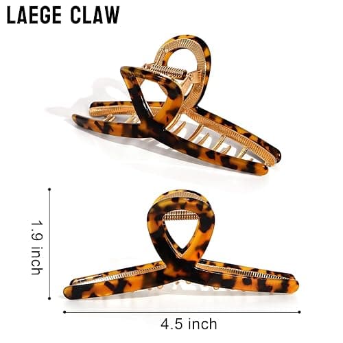 MEDOCA Large Metal Hair Clips - Strong Hold Gold Clips for Thick Locks - Leopard Print Claw Clips for Women and Girls thumbnail 3
