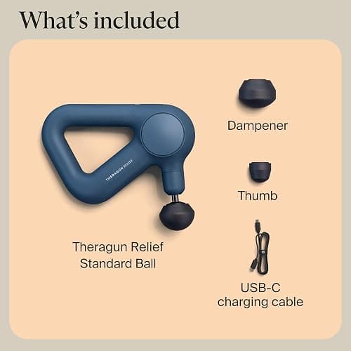 TheraGun Therabody Relief Handheld Percussion Massage Gun - Easy-to-Use, Comfortable & Light Personal Massager for Every Day Pain Relief Massage Therapy in Neck, Back, Leg, Shoulder and Body (Navy) thumbnail 8