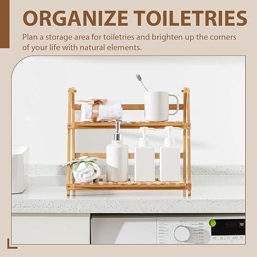 Yalikop Matcha Station Shelf,15.7'' Coffee Station Organizer, 2 Tiers Bamboo Mug Holder Countertop,Desktop Flower Pot Rack for Home Living Room Window Sill Foldable Display Storage Shelf(Wood) thumbnail 7