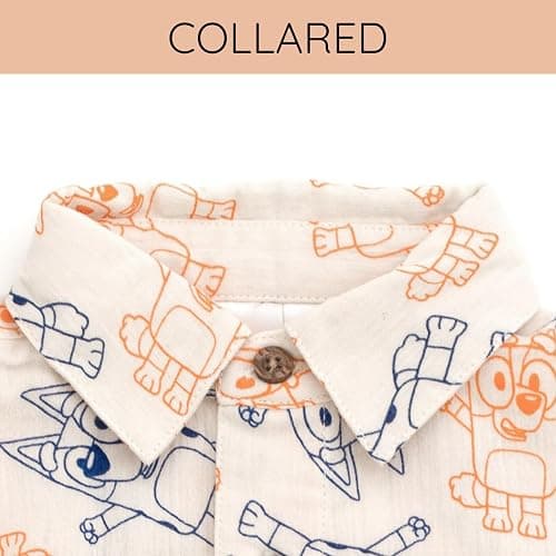 Bluey Cotton Gauze Matching Family Outfits Dress & Button Down Shirt & Shorts Infant to Little Kid Sizes (12 Months - 7-8) thumbnail 6