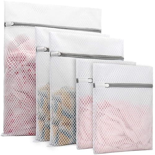 Muchfun 5Pcs Durable Honeycomb Mesh Laundry Bags for Delicates | (1Large, 2Medium, 2Small) - Image 1