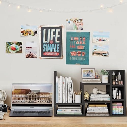NUTIKAS Desk Shelves Desktop Orgnizer Shlef - Black Office Organization for Top of Desk Organizers and Accessories Corner Bookshelf Table Top Shelving Small Hutch Decorations for Office thumbnail 2