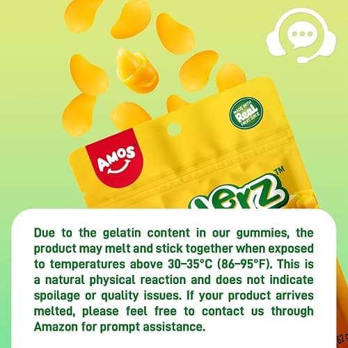 Amos Peelerz Mango Gummy Candy, Peelable Mango Gummy Candy, Resealable 2.19oz Bag (Pack of 8) thumbnail 6