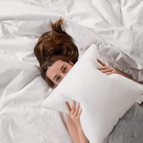 Oubonun 18"x18" Pillow Inserts (Set of 2) - Throw Pillow Inserts with 100% Cotton Cover - 18 Inch Square Interior Sofa Pillow Inserts - Decorative Pillow Insert Pair - White Couch Pillow thumbnail 7