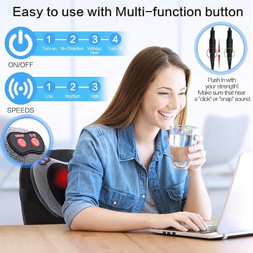 Papillon Shiatsu Back and Neck Massager with Heat, Deep Tissue Kneading,Electric Massage Pillow for Back,Shoulders,Legs,Foot,Body Muscle Pain Relief,Use at Home,Car,Office thumbnail 2