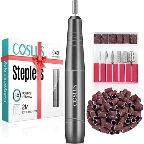 COSLUS Electric Nail Drill File Professional: for Acrylic Gel Dip Powder Nails Portable Nail Drill Machine Kit Manicure Pedicure Tools Polishing Set with Nail Drill Bits Sanding Bands - Image 1