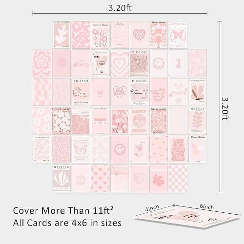 Pink Wall Collage Kit - Aesthetic Posters, Dorm Room Decor for Teen Girl (50pcs 4x6 inch) thumbnail 7