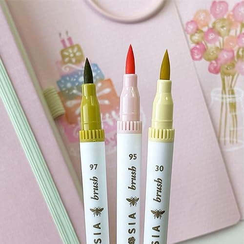 Primrosia 24 Pastel Dual Tip Markers, Fine Tip and Brush Pens. Perfect for art, illustration, drawing, calligraphy and bullet journals thumbnail 7