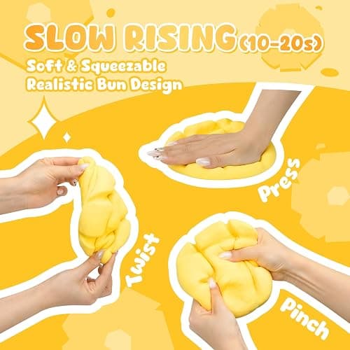 YOYI Slow Rising Squishy, Pineapple Bun Squishies Toy Soft Fidget | For Relaxation, Sensory Fun and Stress Relief, Realistic Bread Designs with Soft Texture Create a Fun Collectible Experience thumbnail 6