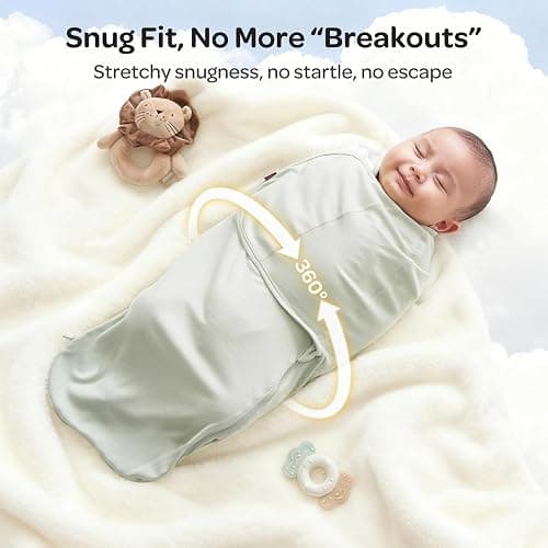 Momcozy Swaddles for Newborns, Quiet Fastener Swaddle Suitable for Infant 0-3 Months, New-Parent-Friendly Sleep Sack, Reduce Startle Reflex, Newborn Boys Girls Registry Essentials, 2-Pack, Serenity thumbnail 8