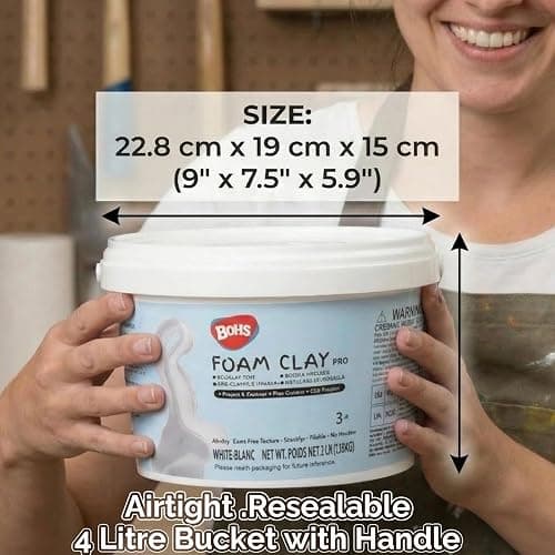 BOHS Foam Clay Pro - 3 lbs Bucket, Air Dry, No Cracks, No Stains - Modeling Clay for Adult Arts & Crafts Projects, Cosplay Items, Figurines - Age 3 Years & up thumbnail 8