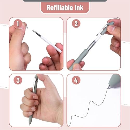 Mr. Pen- Bible Journaling Pens, 6 Pack, 0.5 mm Black Ink, Retractable Gel Pens for Journaling, Morandi Barrel with Silver Cross Clip, Smooth Writing Aesthetic Pens for Women thumbnail 6