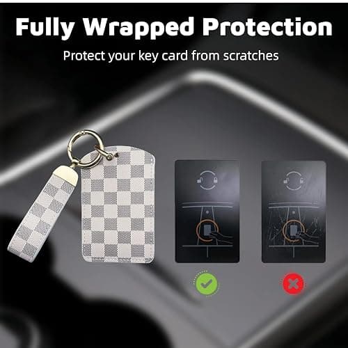 HBYPRO Leather Key Card Holder Compatible with Model 3/Y/S/X Key Protector Cover Accessories with Keychain Key Rings thumbnail 5