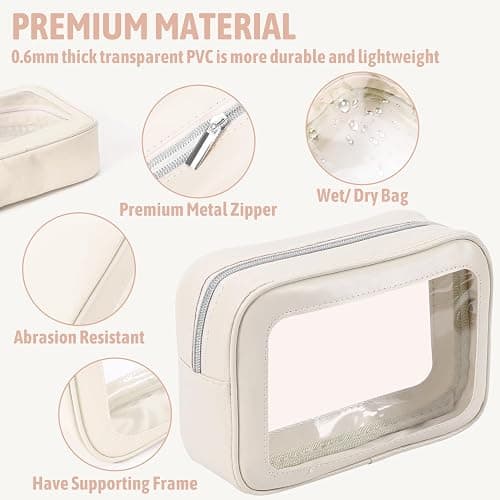 YOPCDJ 5PCS Diaper Bag Organizer Pouch Set, TSA Approved Toiletry Bag，Clear Waterproof TPU Makeup Bag Set Travel Organizer Bags for Women and Kids Christmas Gift thumbnail 4
