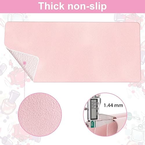 Nail Art Table Mat,Foldable Nail Arm Rest Pad for Nails,Soft Microfiber PU Leather Nail Table Pad, Waterproof Nail Mat For Nail Tech, Manicure Pad for Nail Technician Salon Home-Pink thumbnail 6