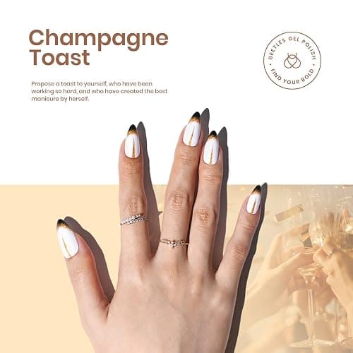Beetles Shimmer Gel Nail Polish Set, 6 Colors Black White Polish Gel Silver Rose Gold Glitter Fall Nail Polish Soak Off Uv Lamp Nail Art Manicure Salon Gifts for Her Women thumbnail 6