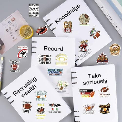 100pcs Football Stickers for Water Bottle, American Football Rugby Vinyl Waterproof Decal for Boy Teen Adult Laptop Phone Skateboard Guitar Luggage Notebook Helmet thumbnail 5