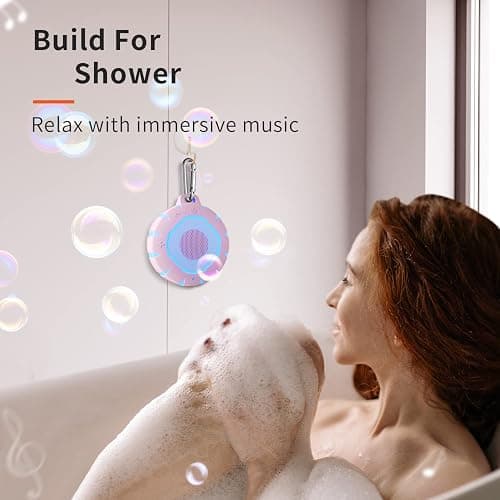HEYSONG Waterproof Shower Bluetooth Speaker, Durable & Portable with Clear Sound, Ideal for Shower, Pool, Beach & Kayaking – Great Gift for Girls, Women thumbnail 2