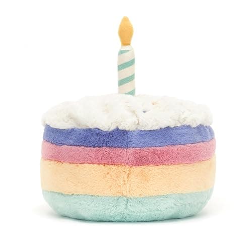 Jellycat Amuseables Rainbow Birthday Cake Stuffed Toy, Medium 6 inches - Dessert Plush - Birthday Gift thumbnail 4