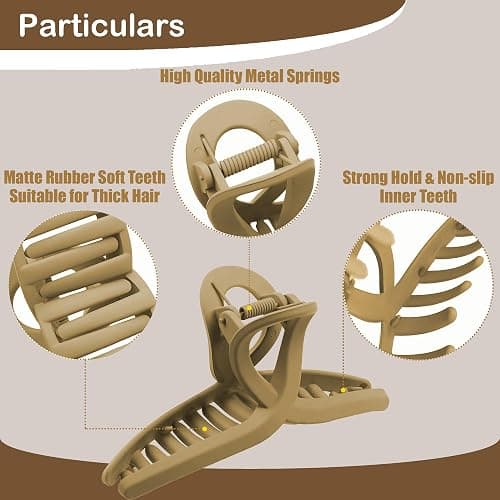 Big Hair Claw Clips 5-Pack 5.1" Non-Slip Hair for Women and Girls with Long, Thick Hair Jelly & Matte Clips (Oval-A 5pcs 5.1") thumbnail 3