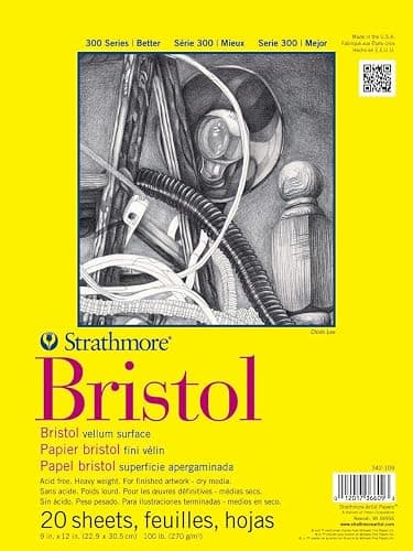 Strathmore 300 Series Bristol Paper Pad, Vellum, Tape Bound, 9x12 inches, 20 Sheets (100lb/270g) - Artist Paper for Adults and Students - Charcoal, Pen and Ink, Marker, and Pastel - Image 1