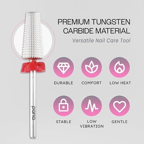 PANA Nail Carbide 5 in 1 Bit - Two Way Rotate use for Both Left and Right Handed - Fast Remove Acrylic or Hard Gel - 3/32" Shank - Manicure, Nail Art, Drill Machine (Fine - F, Silver) thumbnail 5