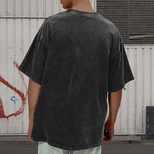Pairxily Oversized Graphic Tshirts for Men Acid Wash Los Angeles Vintage Tees Streetwear Baggy Cotton Shirts Casual Tops thumbnail 6